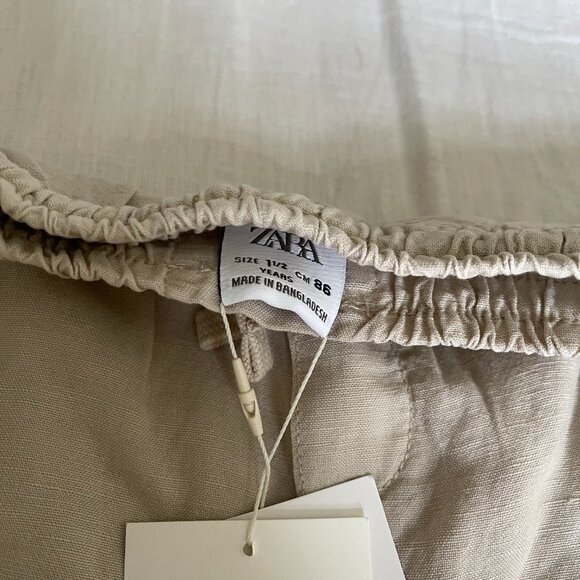 Zara Kids Linen Blend Cargo Shorts in Ice - Picture 3 of 4